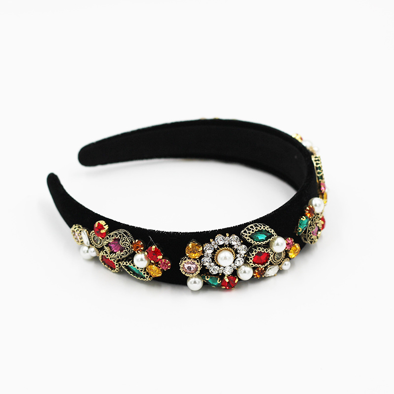 Baroque Inlaid Colorful Rhinestones Headband display picture 2