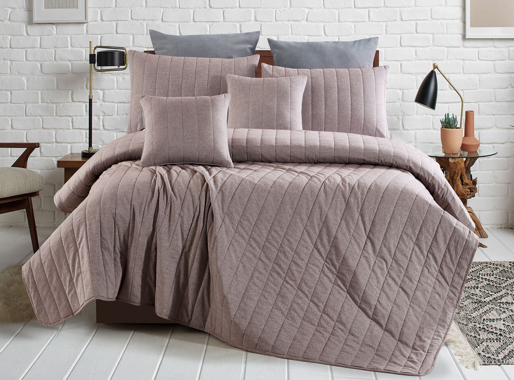 欧美纯色全棉水洗床盖简约风范系列