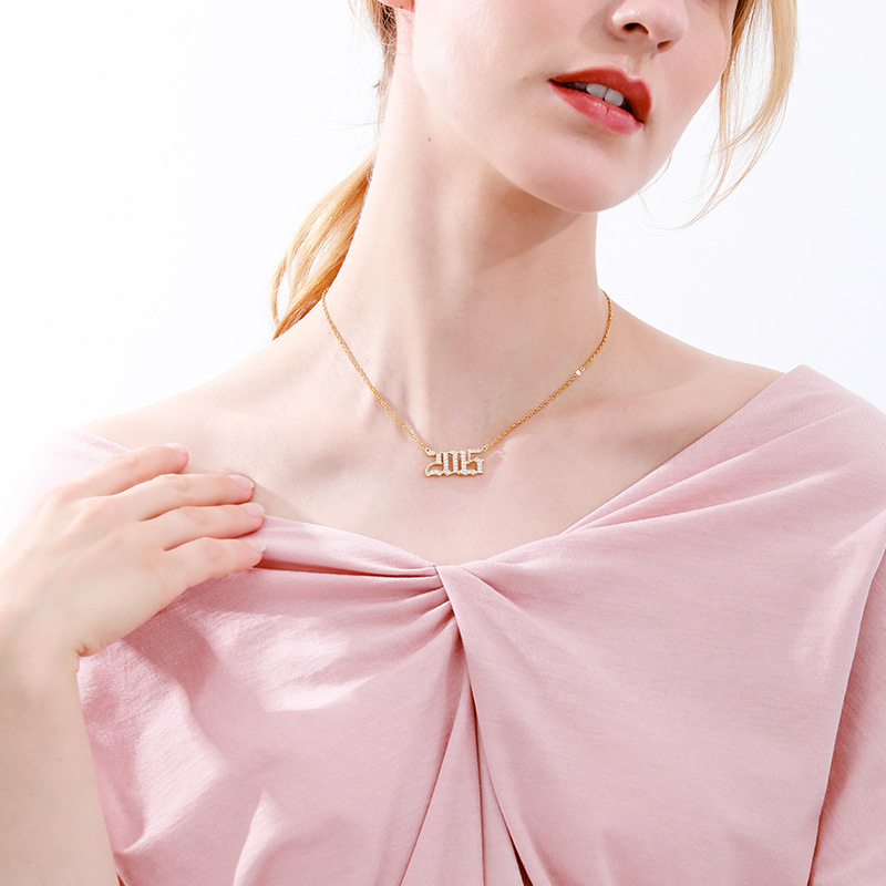 Fashion Simple Year Number Pendant Necklace display picture 26