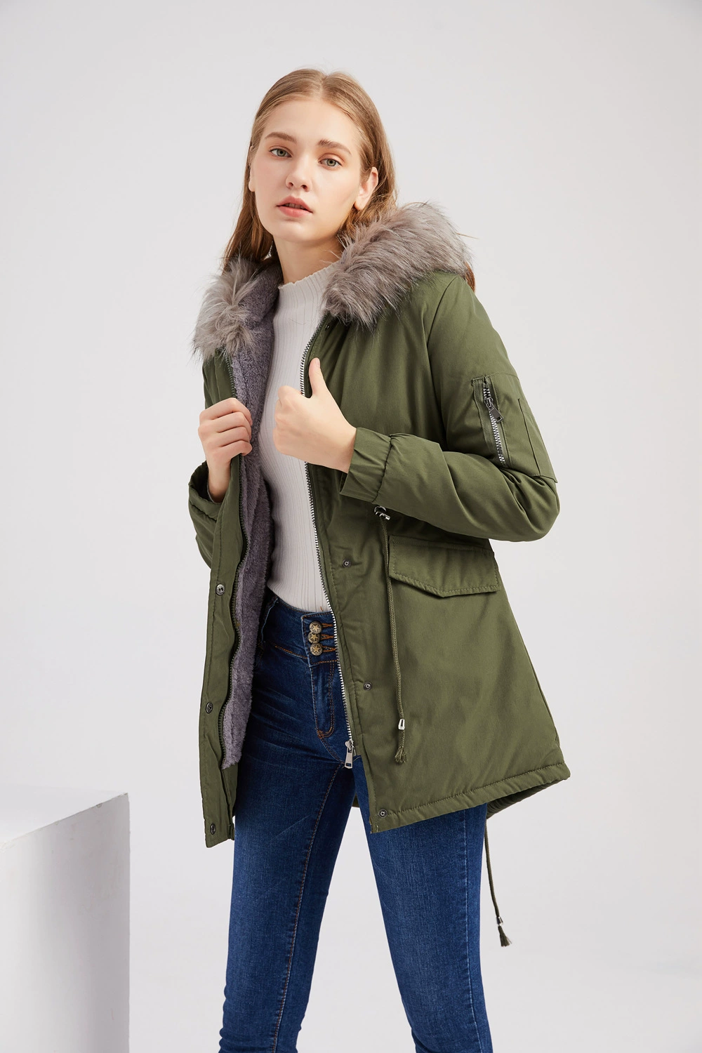 long down coat womens New Autumn Winter Women Cotton Jacket Padded Coat Middle Length Warm Fleece Hooded Parkas Faux Fur Collar Lady Overcoat WF181 warmest winter coats for women