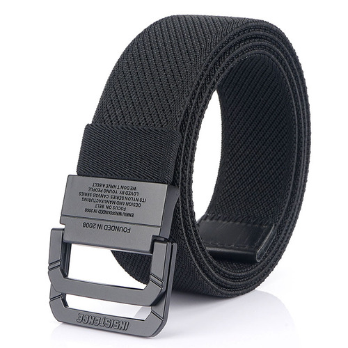 Double-ring buckle stretch elastic canvas narrow belt trendy belt canvas woven trouser belt manufacturer wholesale