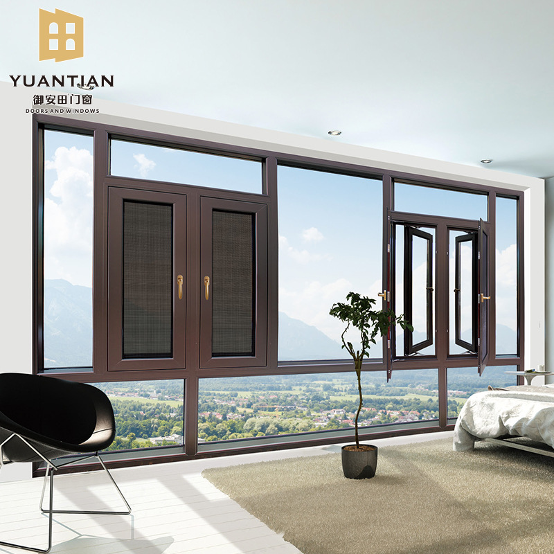 佛山定制108幕牆斷橋鋁門窗 窗紗壹體平開窗  隔音玻璃鋁合金窗