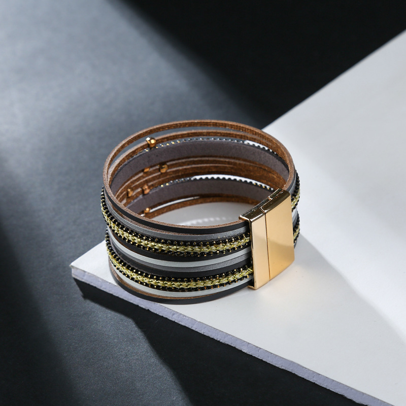 new bohemian style multi-layer leather bracelet