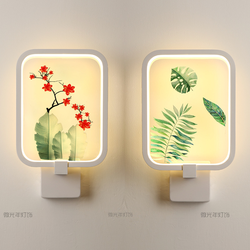 现代简约壁灯卧室床头灯北欧客厅背景墙le过道灯铝画楼梯走廊创意|ru