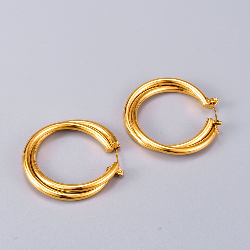 Wholesale Double Thick Wire Titanium Steel Earrings Nihaojewelry display picture 1