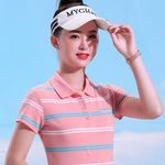 新奇鼠2024春夏季新款韩版女装休闲套头翻领条纹短袖女t恤Polo衫
