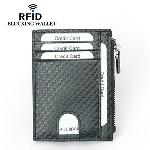 Factory direct sales new rfid zipper coin purse carbon fiber pattern credit card holder multifunctional coin coin purse 5
