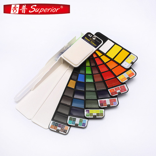 Showu foldable transparent fan-shaped solid watercolor pigment 18 colors 25 colors 33 colors 42 colors solid gouache set batch