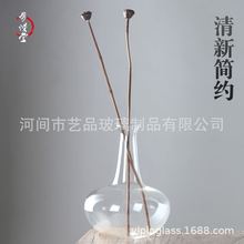 现在简约手工吹制玻璃花瓶家居装饰品花插摆件水培瓶纯色单层