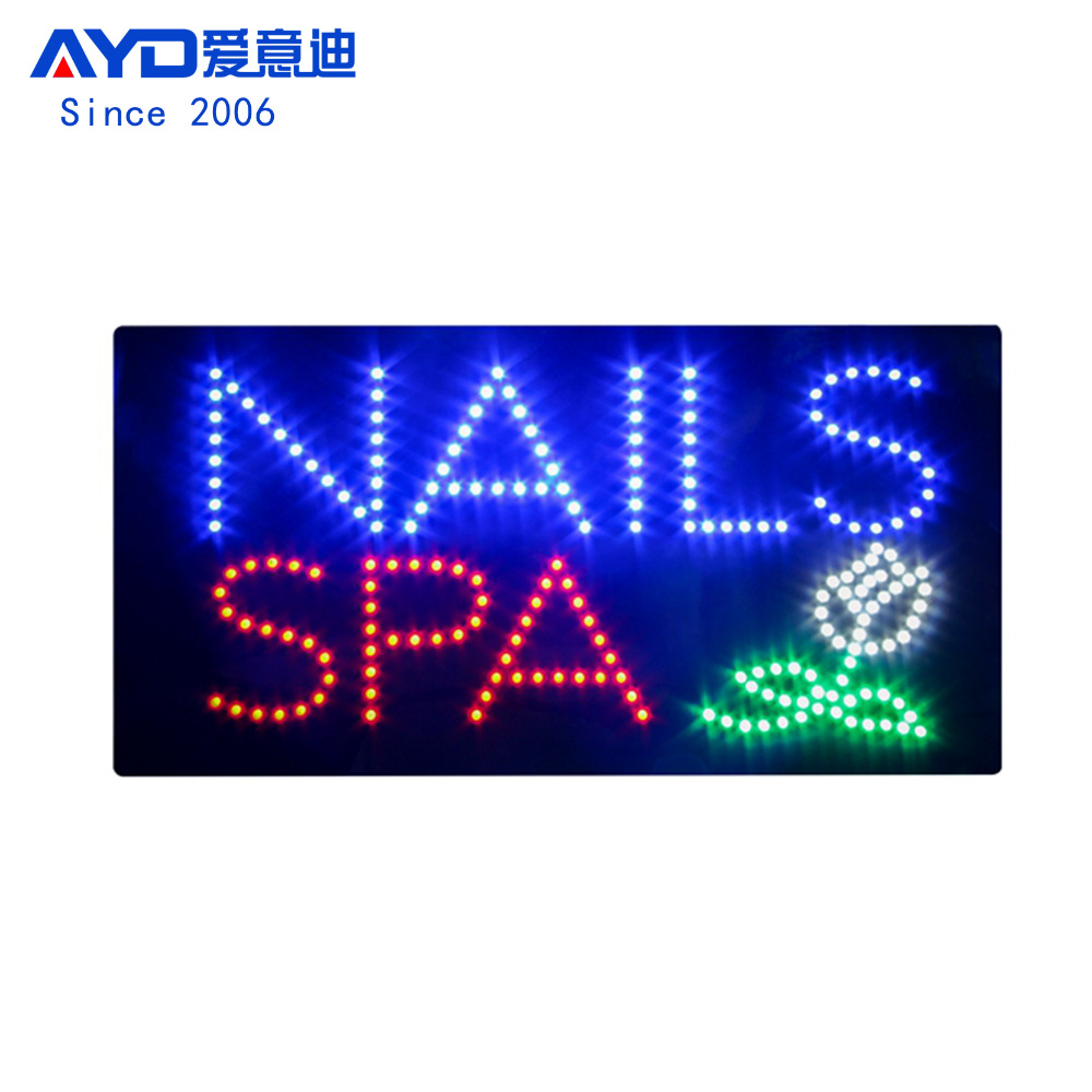 LED广告牌 发光亚克力指示牌吊挂 LED NAILS SPA SIGN 24x48cm