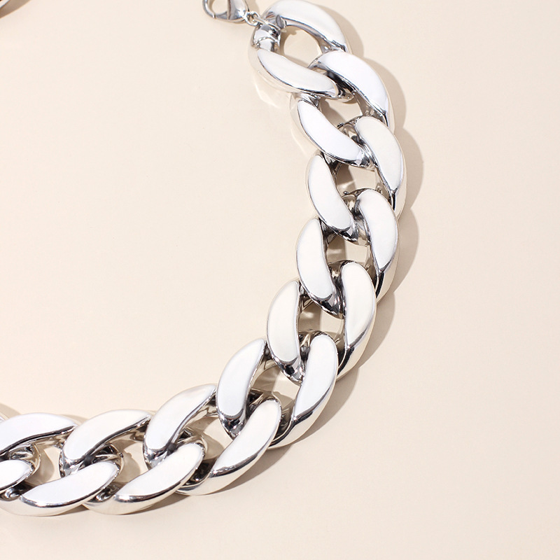28g Weight Necklace Classification Wedding, Travel Occasion Unisex Gender Plating Design Simple Style Style White, Gold, Black Color Fashion Simple Thick Chain Women's Necklace Wild Style Hiphop Port Style Accessories Jewelry Nihaojewelry 6