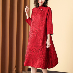 Mommy chinese dress improved cheongsam dress qipao spring women's mid-length loose large size