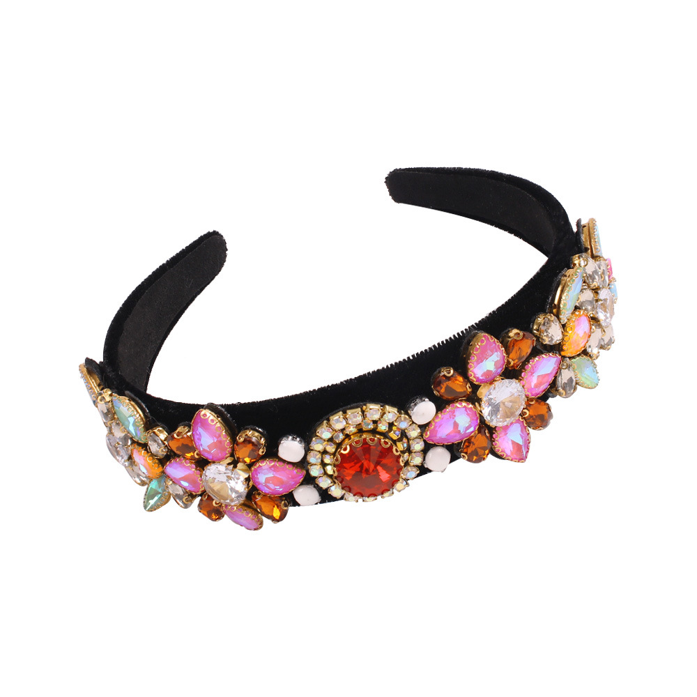 New Baroque Colored Diamond Hair Hoop Headband Palace Style Luxury Jewelry Fashion Show Hair Accessories Women display picture 7