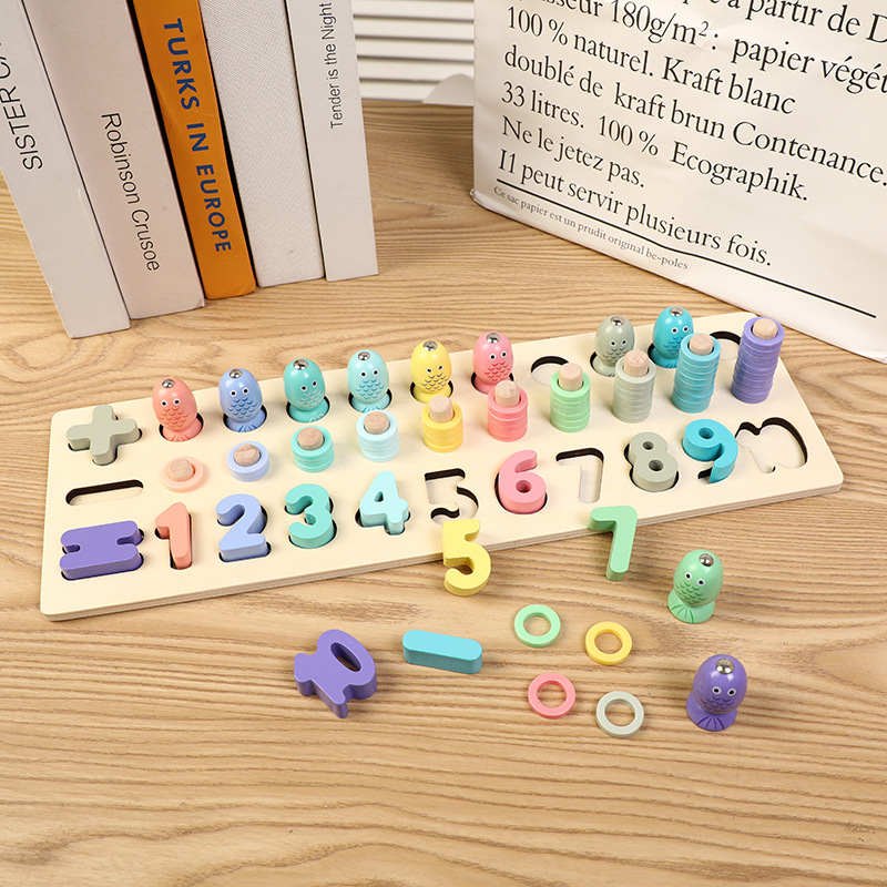新款马卡龙数字形状三合一对数板益智认知4岁儿童玩具对数板拼图|ms