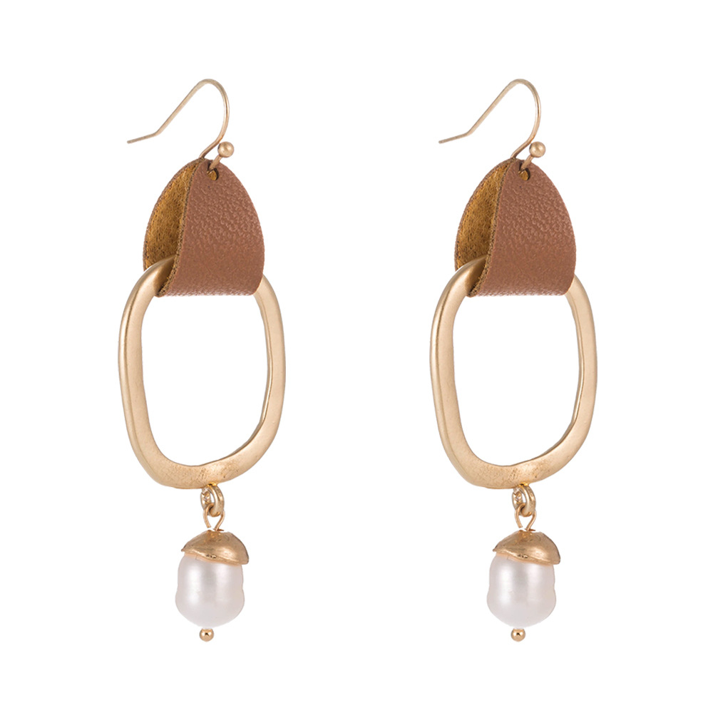 Simple Alloy Leather Earrings Wholesale display picture 1
