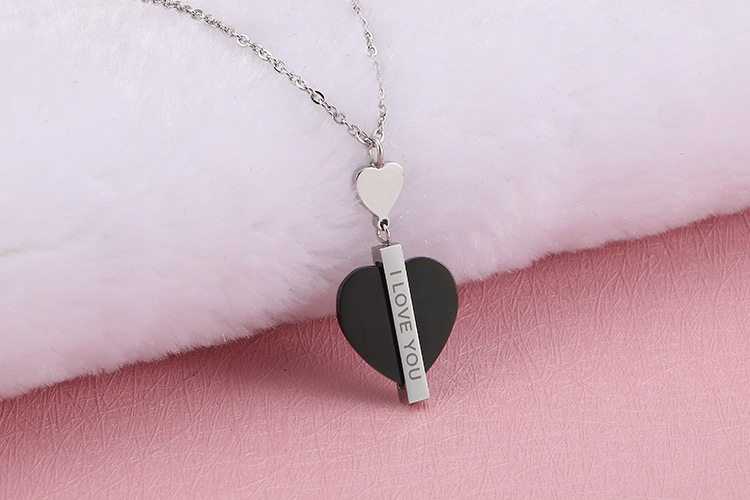 fashion stainless steel heart-shaped lettering necklace earrings set wholesale Nihaojewelry