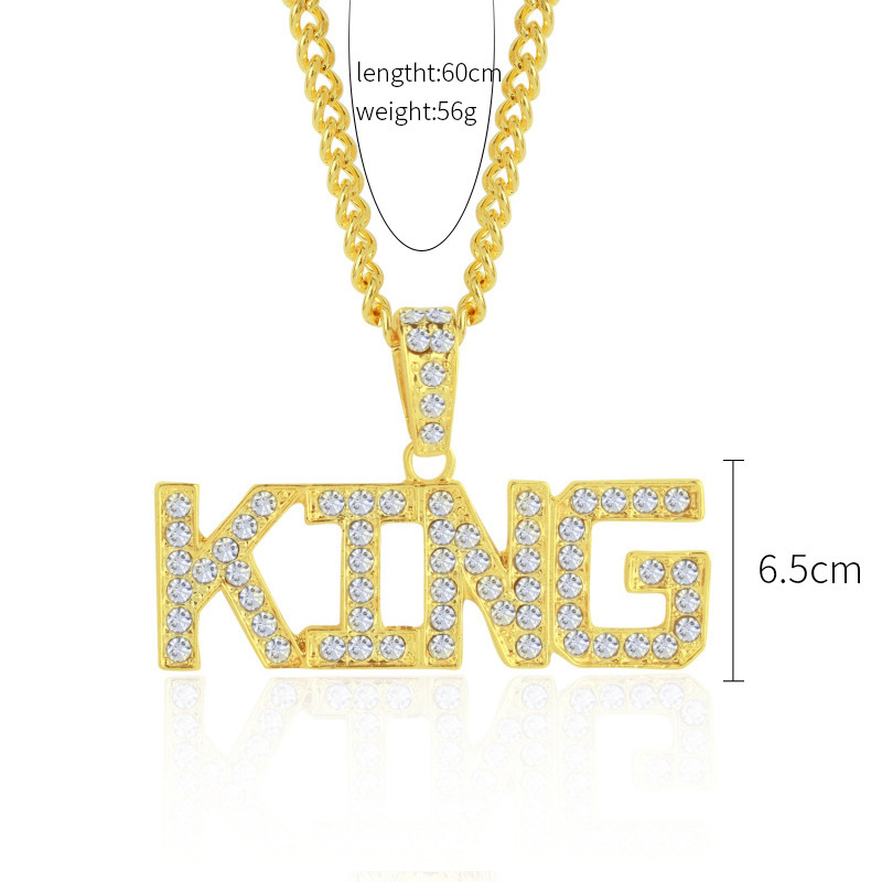 جديد قلادة الجملة أزياء الهيب هوب كبيرة الذهب كامل الماس قلادة display picture 31