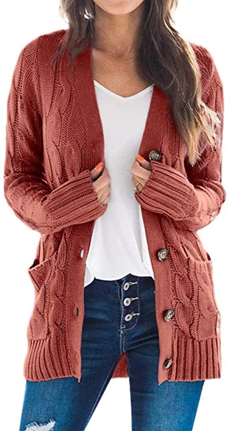 Suéter Cárdigan Nuevo de Otoño-Invierno 2026 para Mujer, Estilo Europeo y Americano, Cuello en V, Cierre de un Botón, Manga Larga, Chaqueta de Punto