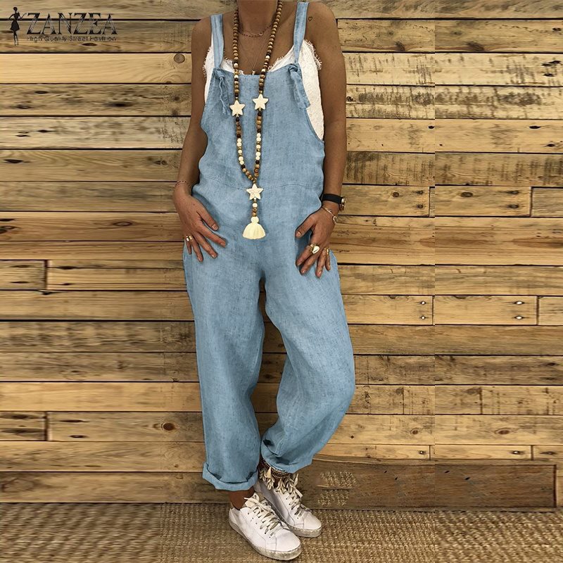 Ladies Casual Loose Suspenders Jumpsuit Plus Size Overalls NSYF3650