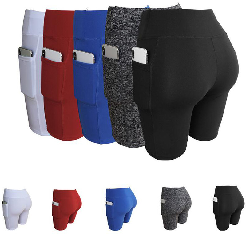 2020跨境欧美外贸爆款侧边口袋瑜伽裤翘臀高腰提臀运动五分裤女