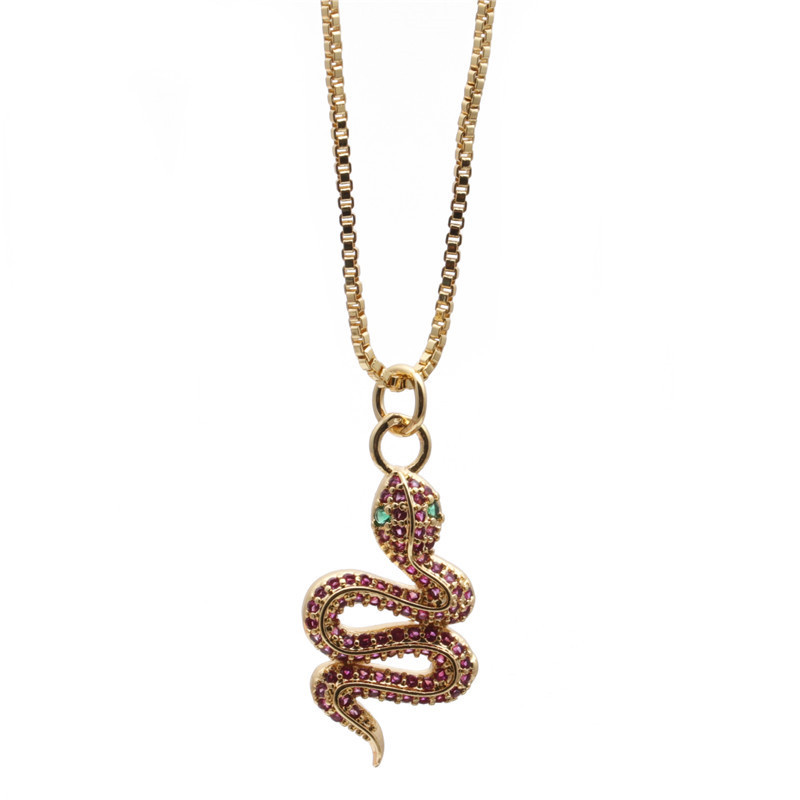 Fashion Jewelry Micro-set Zircon Serpentine Pendant Ladies Copper Necklace Wholesale Nihaojewelry display picture 6
