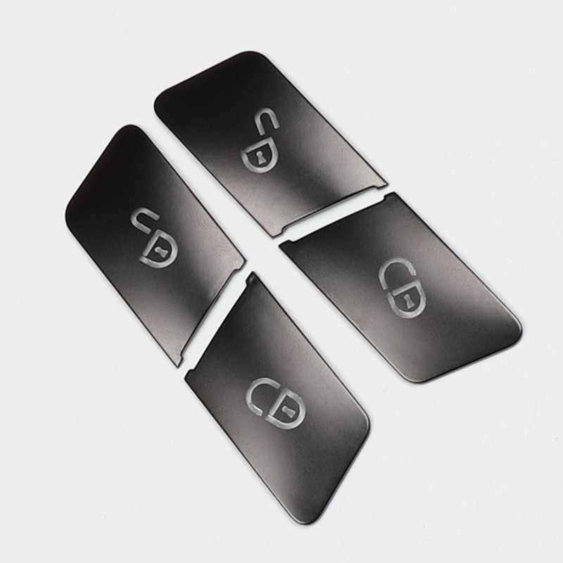 Adecuado para Mercedes-Benz viejo e C-clase GLk GL ml GLE modificación interior puerta del coche interruptor bloqueo negro botón etiqueta