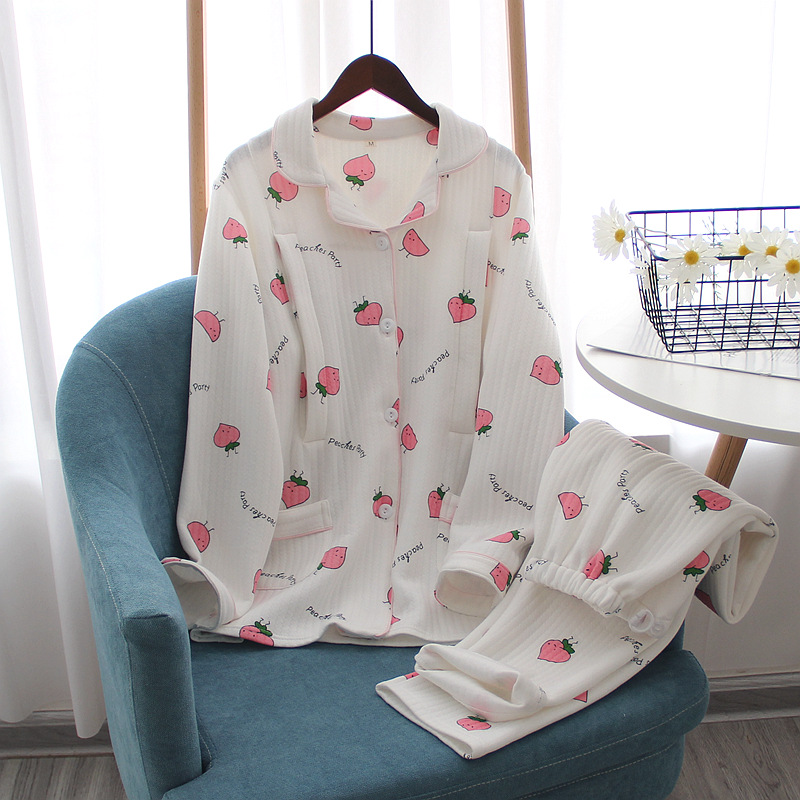 K白い桃の小さな開襟空気層月子服