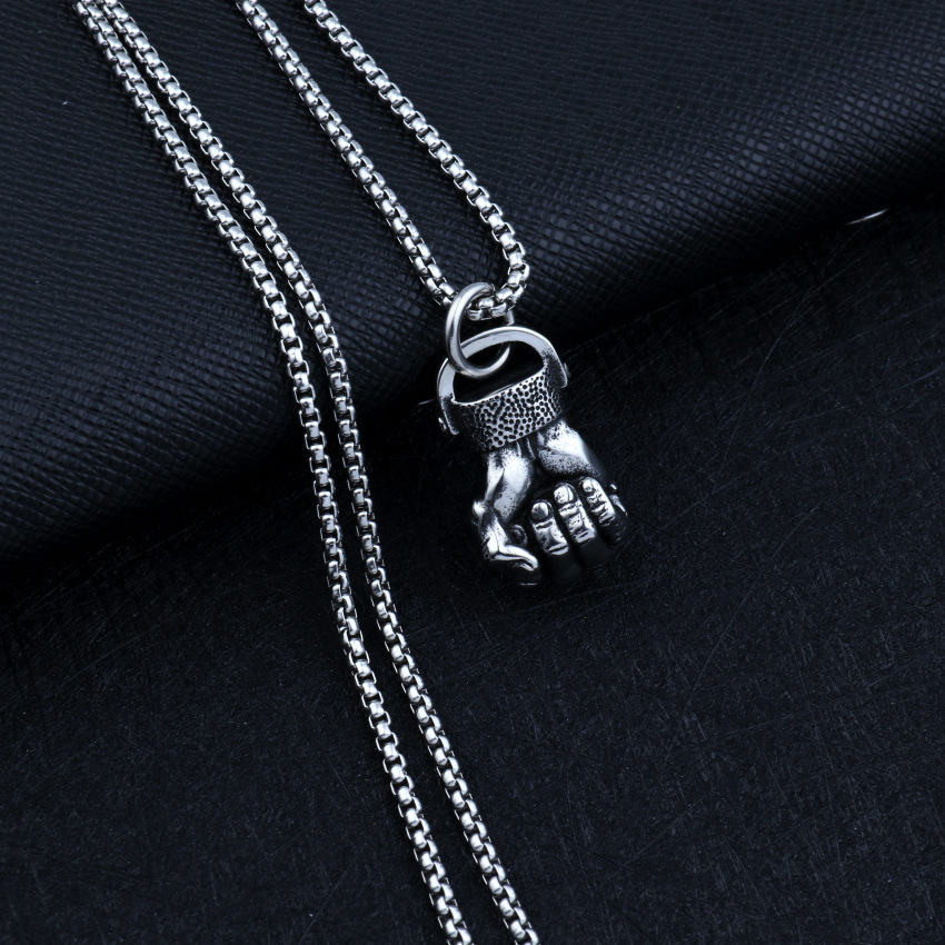 Fist Pendant Necklace For Men In Titanium Steel Trendy Accessory_voghion.com