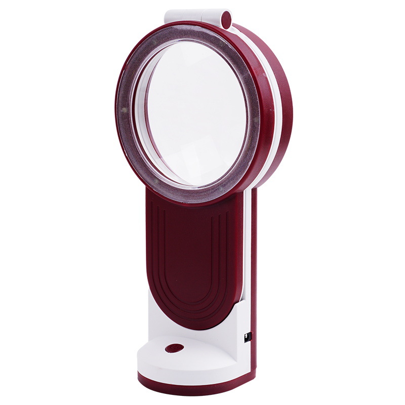 供应放大镜-6倍台灯可折叠手持便携放大镜带LED灯老人阅读维修