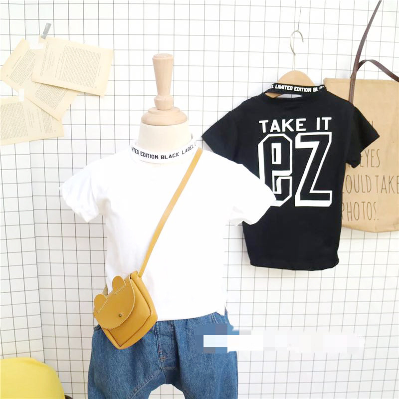 男童短袖T恤 夏装2020新款印花个性双领短T 男孩时髦洋气T恤