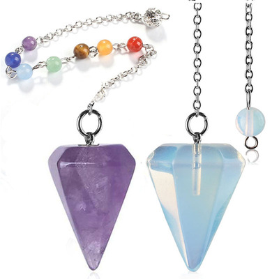 2pcs 7 Chakra Reiki yoga Meditation Stone necklaces Jewelry Pendulum Pendant Necklace Pendulum Hexagonal Unisex healing Jewelry