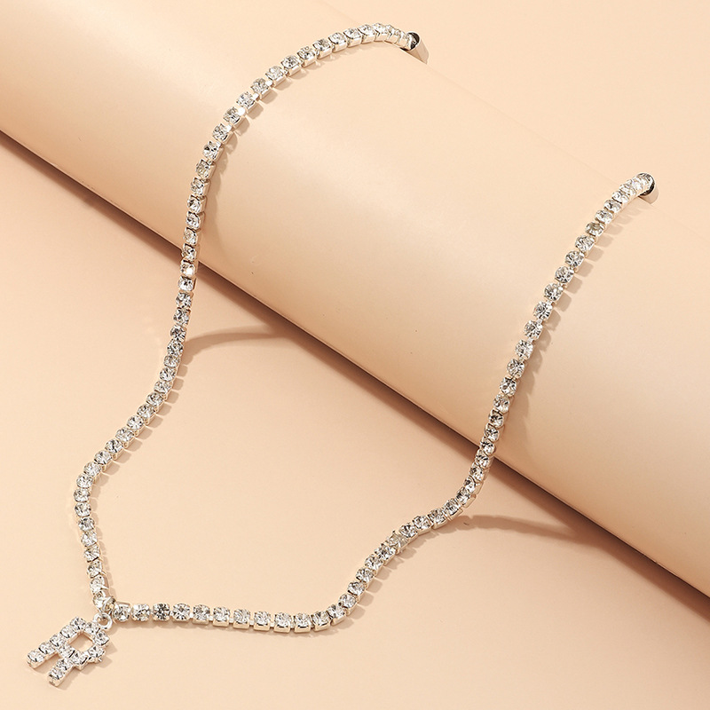 fashion new popular wild 26 English alphabet necklace full diamond choker necklace nihaojewelry whol