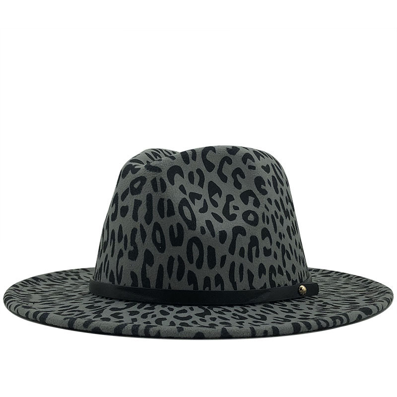 Retro Leopard Print Flat Brim Big Edge Woolen Top Hat Wholesale Nihaojewelry display picture 4