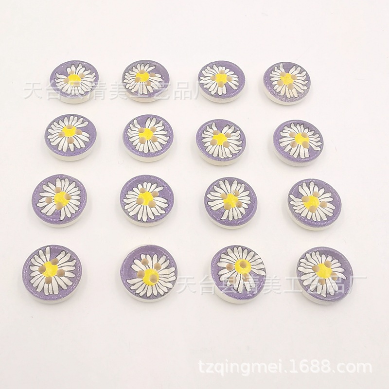 13mm/15mm/18mm pintado lindo botón de madera de margarita hermosa decoración niños manualidades hechas a mano