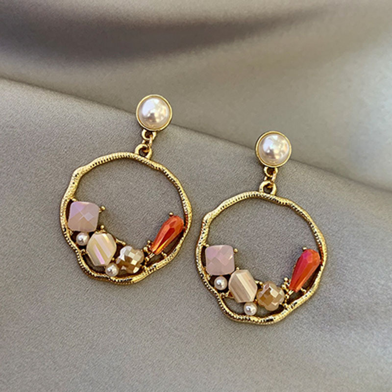 Hollow Hoop Earrings New Trendy Colorful 925 Silver Needle Earrings Korean Fashion Earrings Wholesale Nihaojewelry display picture 4