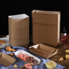 一次性加厚淋膜牛皮紙船盒防油薯條炸雞盒野餐盒燒烤油炸食品打包