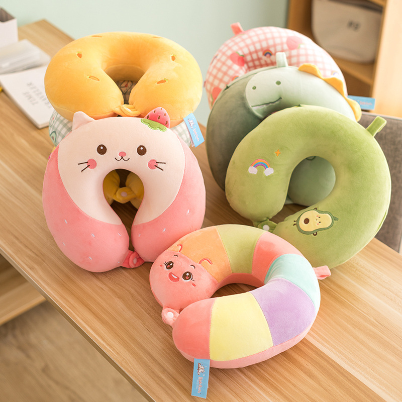 可爱护脖子枕头飞机旅行枕保护颈椎颈枕跨境卡通动物记忆棉u型枕|ms