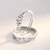 Diamond silver wedding ring suitable for men and women for beloved, Korean style, wholesale