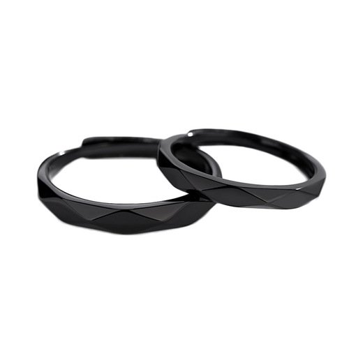 Couple rings black and white rhombus sterling silver pair versatile light luxury long distance relationship rings Korean style ring