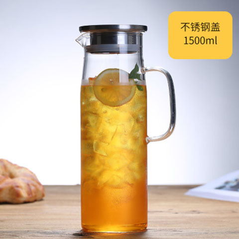 Fabricantes de lotes de vidrio borosilicato de alta botella de agua fría varias especificaciones del hogar olla de jugo de acero inoxidable cubierta recta botella de agua fría