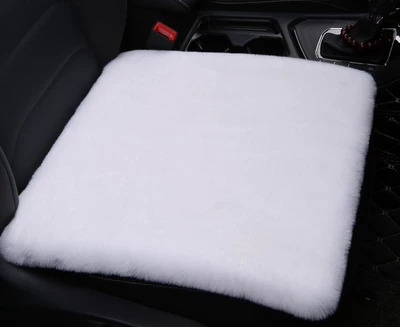 Car Seat Cushion Imitation Rabbit Fur Three-Piece Set Seat Cushion Chair Cushion Sofa Cushion Solid Color Non-Slip Universal Warm and Suitable for All Seasons (Wool pad) - white-single-pad