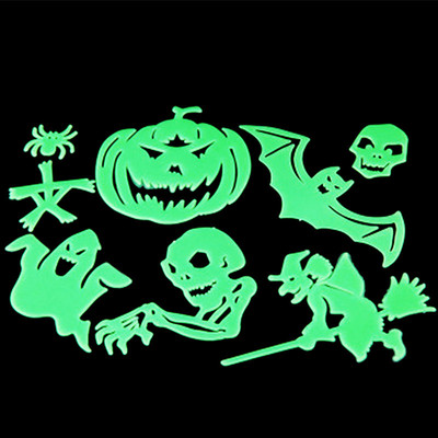 万圣节夜光贴创意搞怪圣诞巫婆可移除墙贴学生派对恐怖骷髅装饰贴|ms