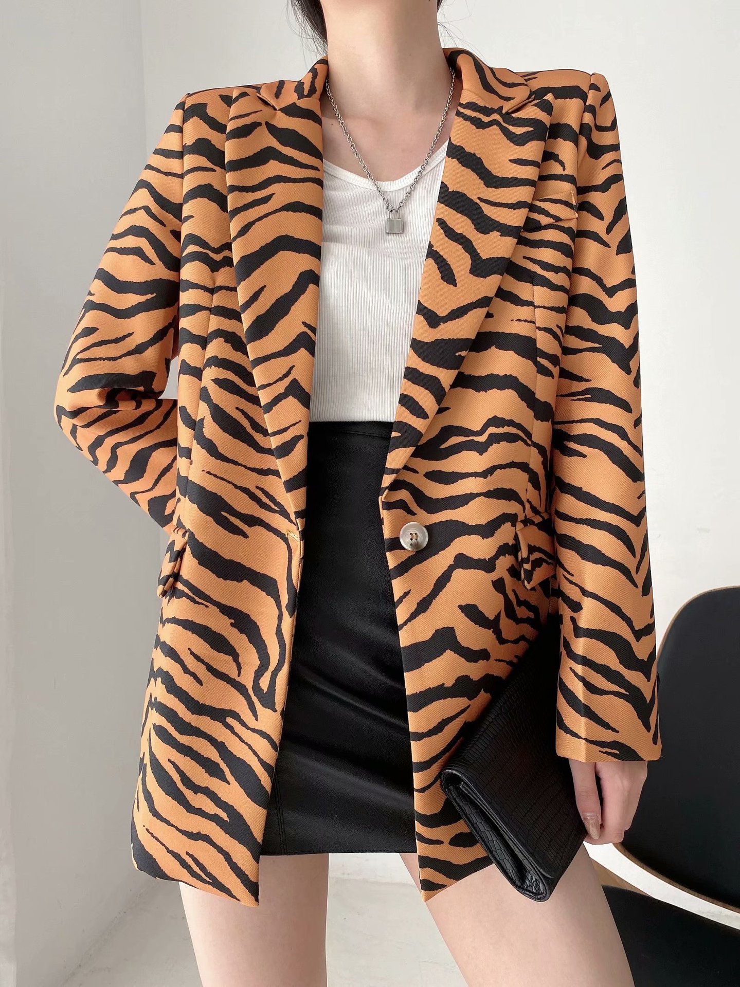 wholesale women s new tiger pattern one button suit jacket NSAM6832