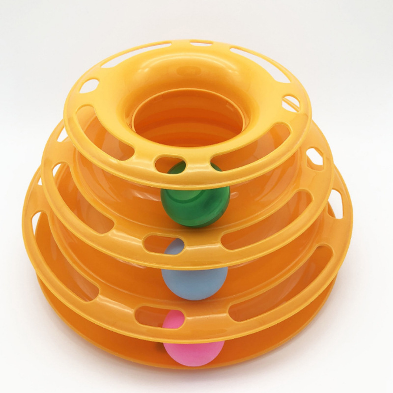 宠物猫咪玩具逗猫自嗨神器轨道球盘 逗猫太空塔互动轨道球游乐盘