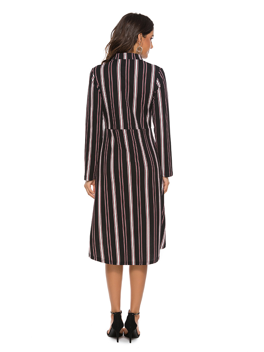  striped long-sleeved dress NSAL1889