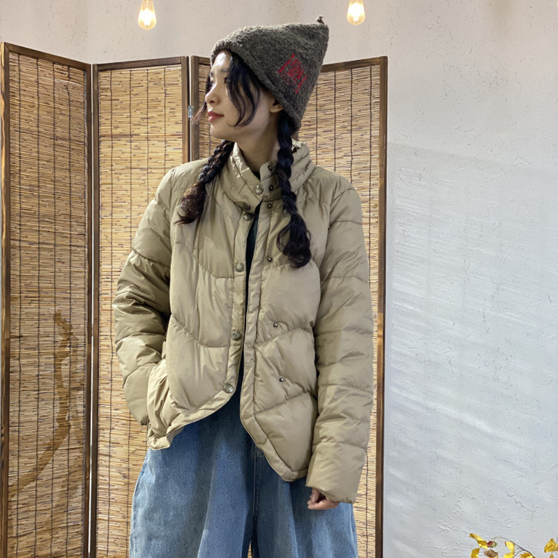 馥祯2020冬季新款宽松时尚立领轻薄白鸭绒短款休闲A字版羽绒服女|ms