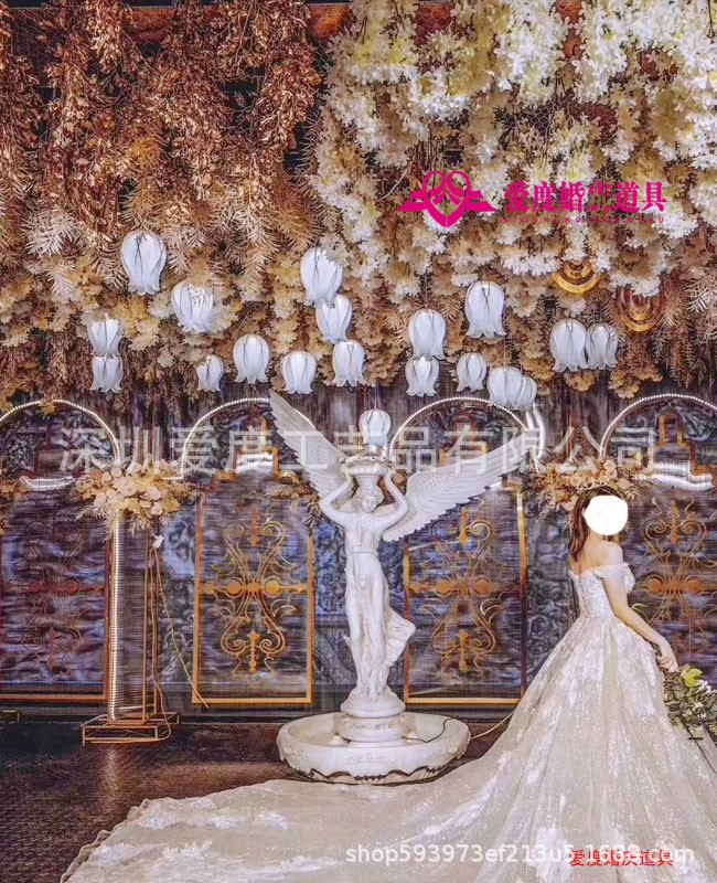 婚庆道具铁艺铃兰花吊灯婚礼吊顶串灯装饰舞台空中迎宾区橱窗布置