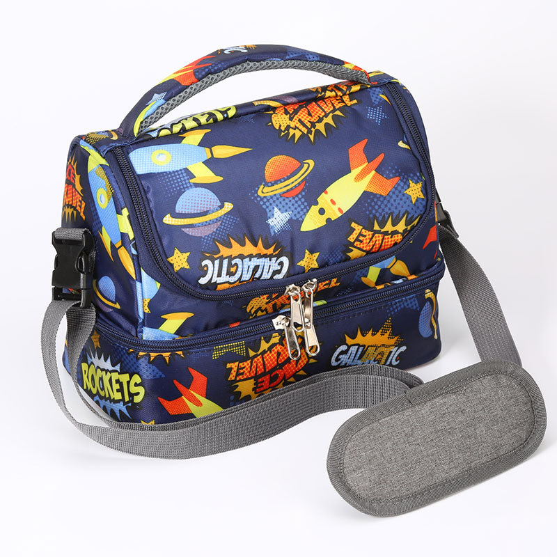 Home & Garden New cartoon double layer lunch bag Manufacturers can Oxford cloth crossbody student lunch children's lunch box bag_voghion.com
