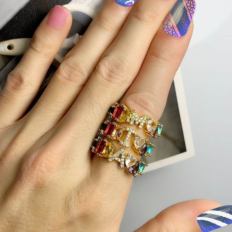 12g Weight 18K Gold Plated Plating Material Artificial Gemstones Inlay Material Birthday Occasion Copper Material Letter Pattern Women'S Gender Plating Design Fashion Style Fashion Letter Copper 18k Gold Plated Artificial Gemstones In Bulk 28