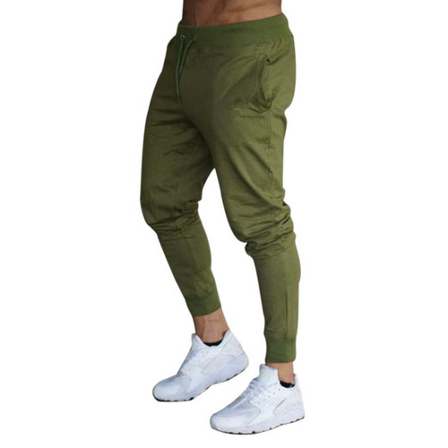 Men's Athletic Joggers Leisure Running Ankle Pants Elastic Fitness Solid Color